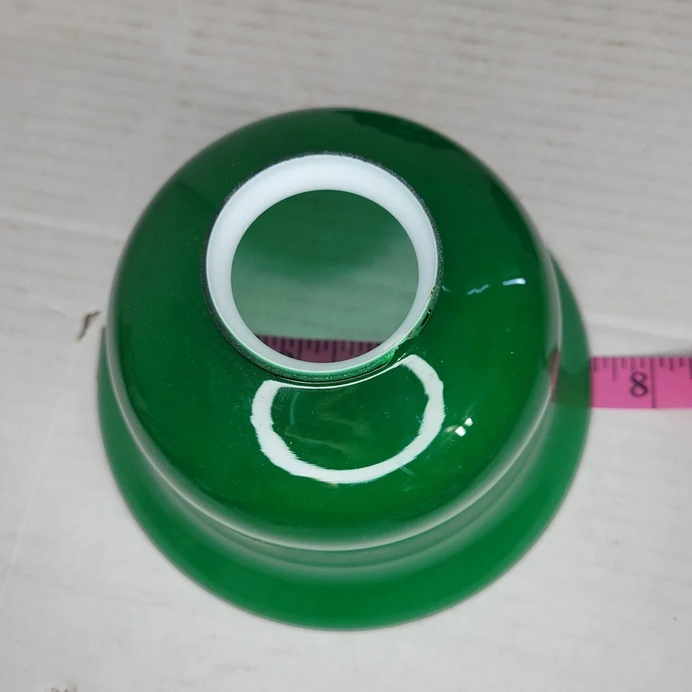 Emerald Green Cased Glass over White Pendant Lamp Shade Vtg 7.5